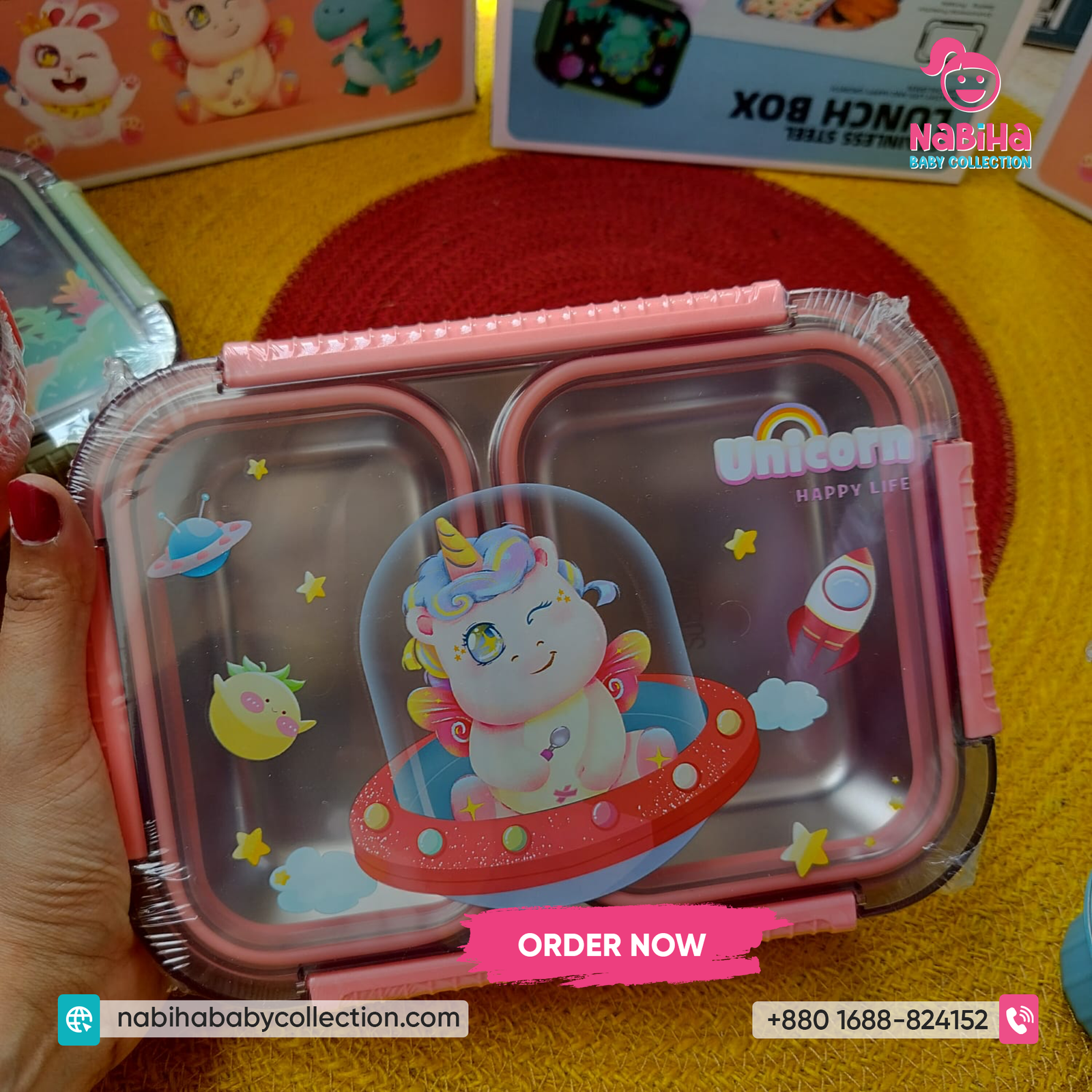 2 Layer Cartoon Kids Stainless Steel Lunch Box