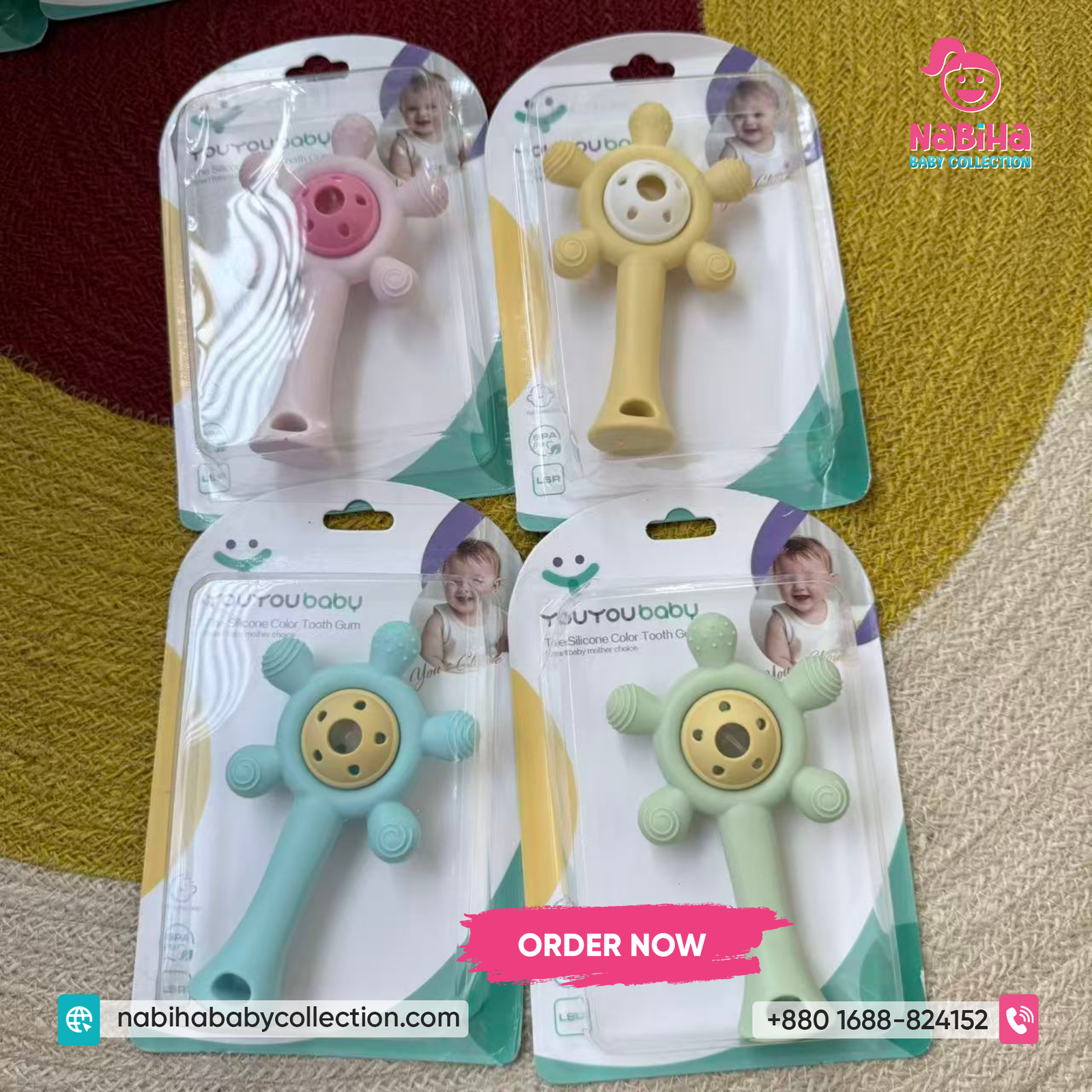 Premium Silicone Baby Rattle Teether