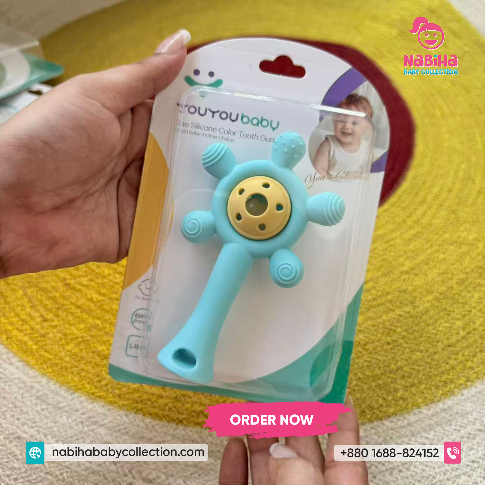 Premium Silicone Baby Rattle Teether