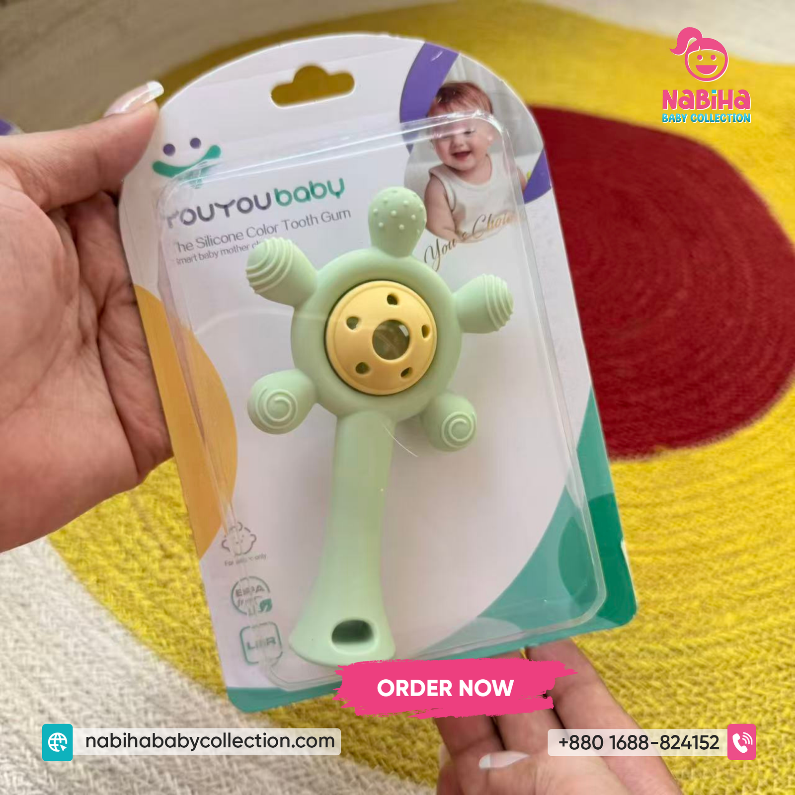 Premium Silicone Baby Rattle Teether