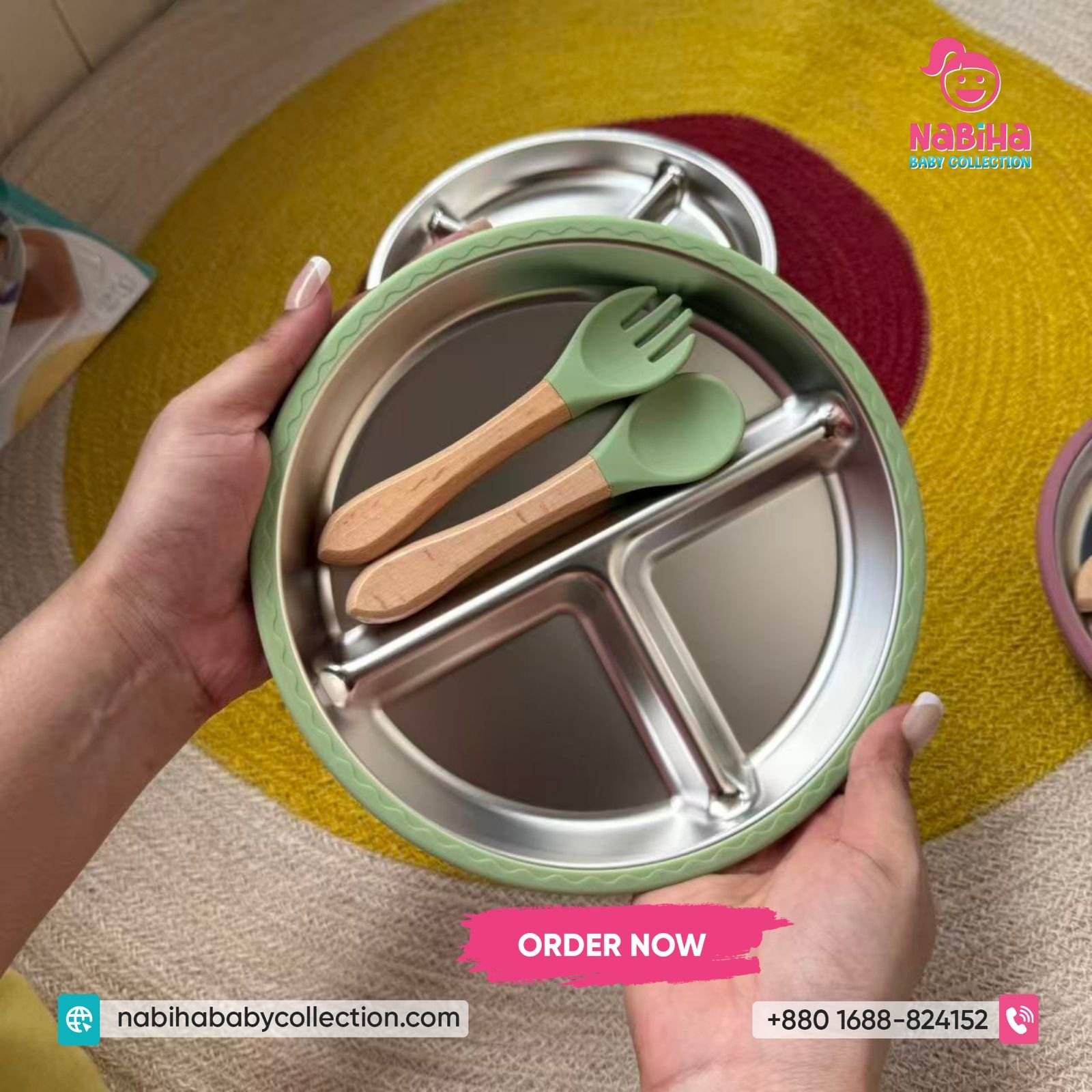 Premium Stainless Steel Baby Suction Plate Set