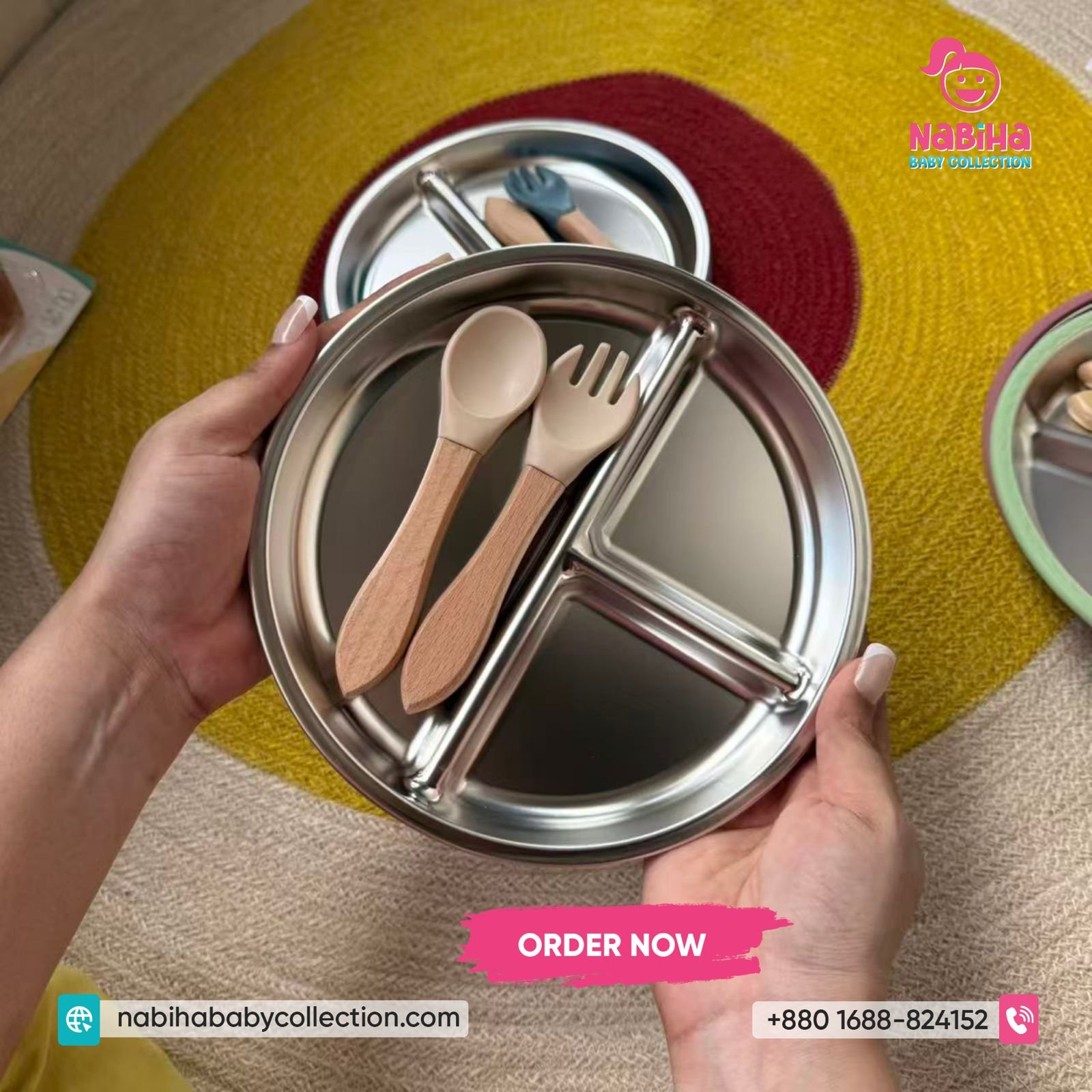 Premium Stainless Steel Baby Suction Plate Set