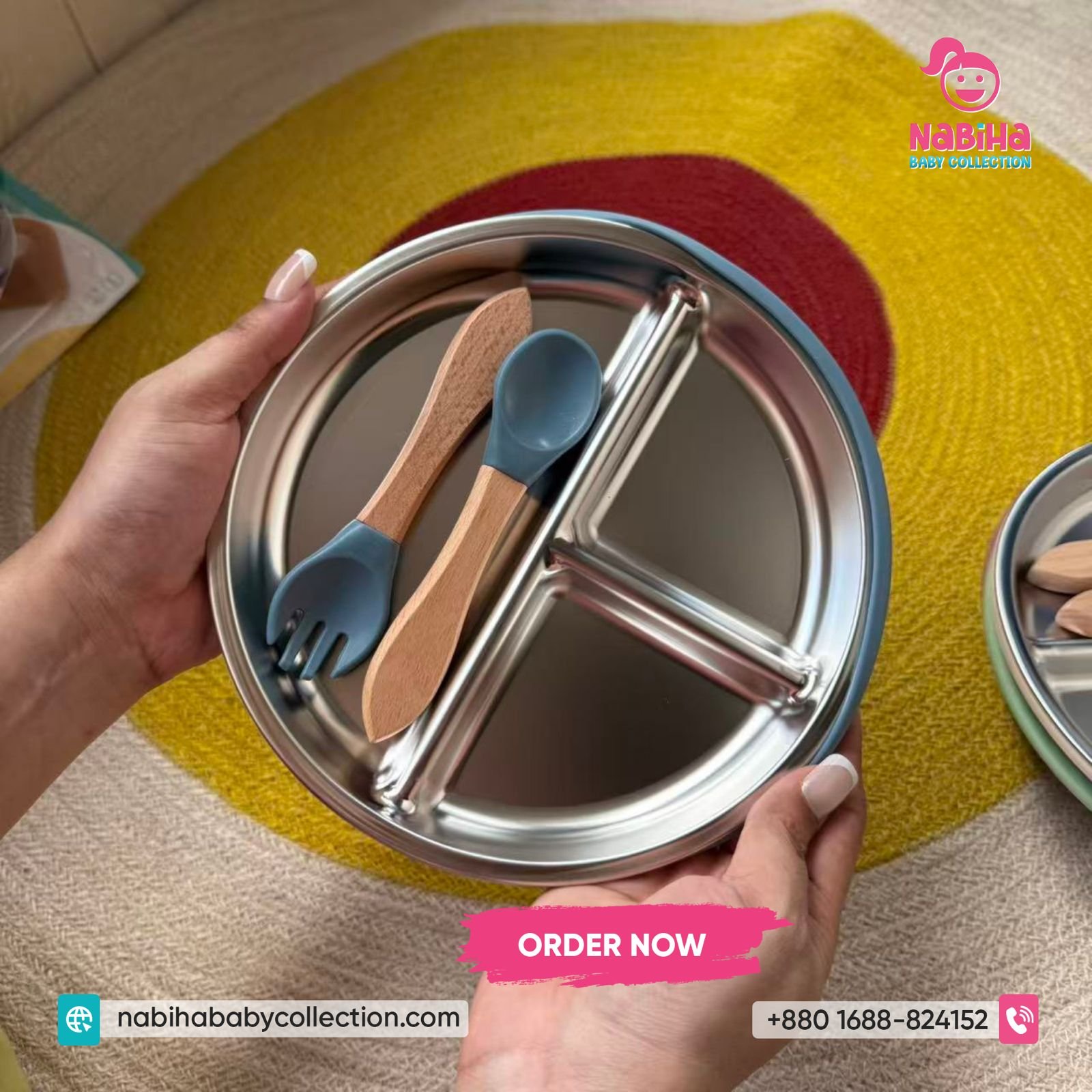Premium Stainless Steel Baby Suction Plate Set