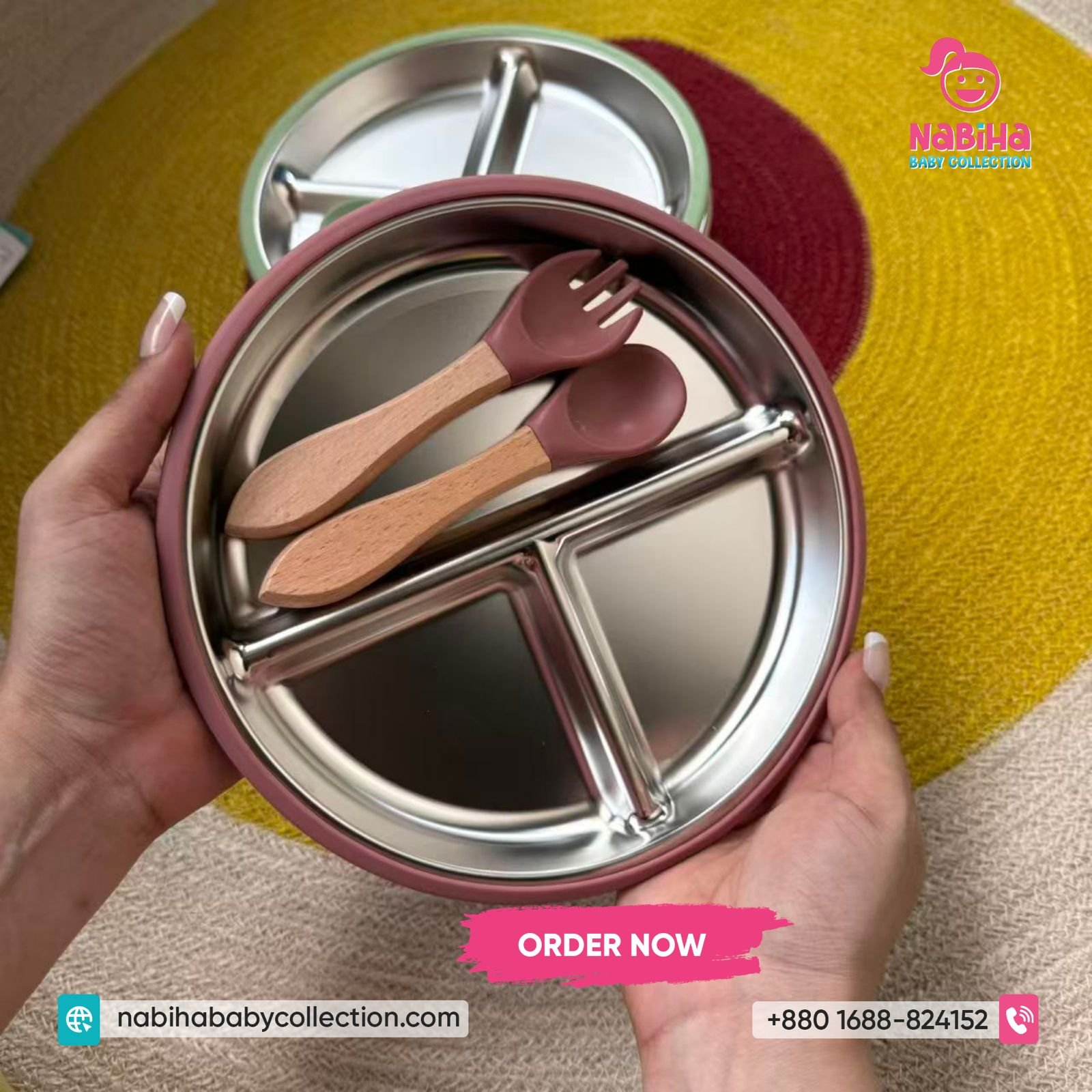 Premium Stainless Steel Baby Suction Plate Set