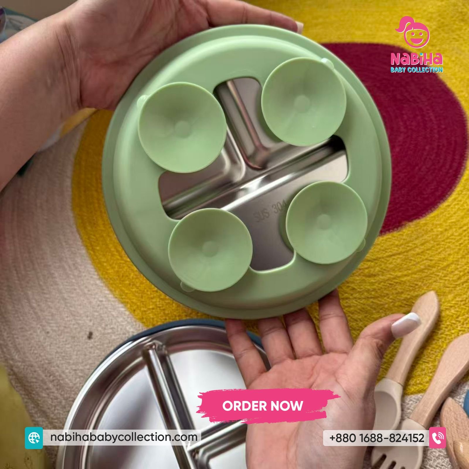 Premium Stainless Steel Baby Suction Plate Set