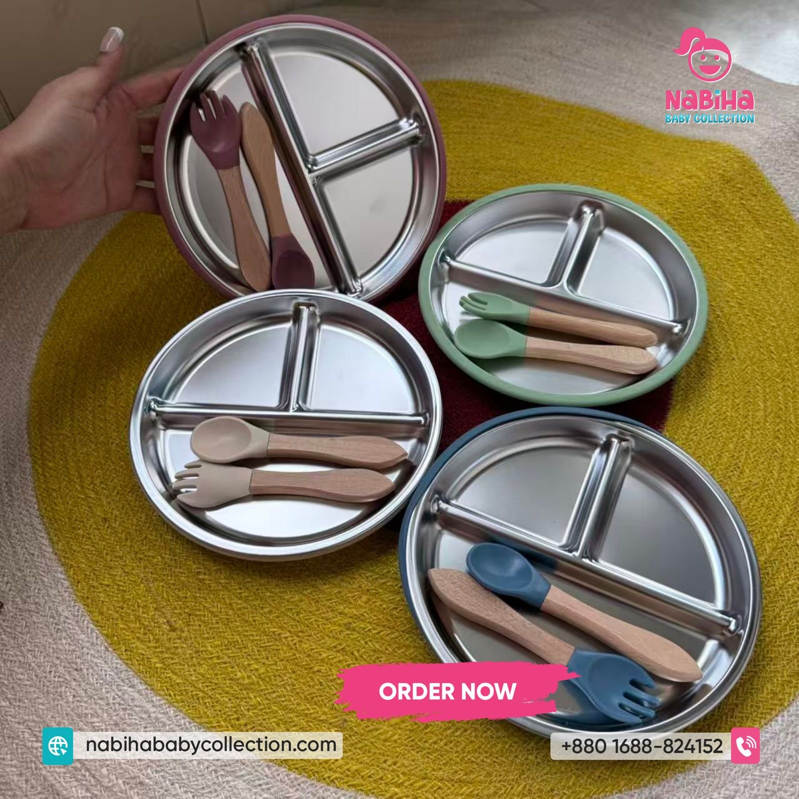 Premium Stainless Steel Baby Suction Plate Set