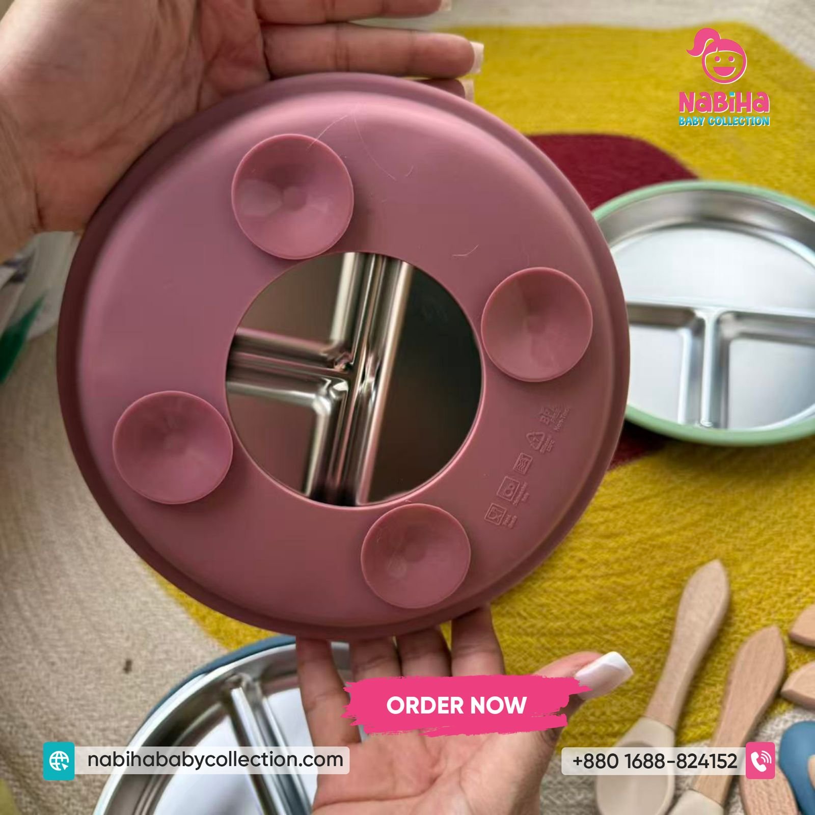 Premium Stainless Steel Baby Suction Plate Set
